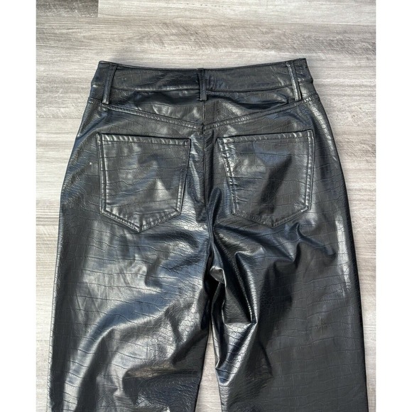 Express Black Faux Croc Modern Straight Pants Size 4 Super High Rise - Picture 5 of 7